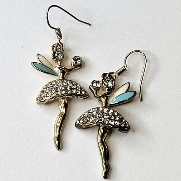 Crystal Angel Earrings Small Mini Light Earrings Angel with Wings Earrings - Picture 1 of 6